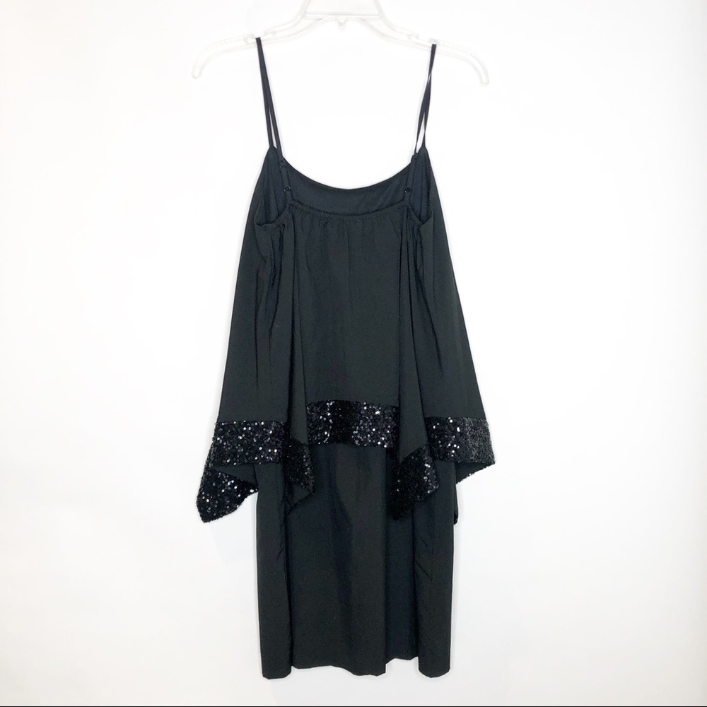 Gianni Bini | Sequined Trim Overlay Spaghetti Strap Dress